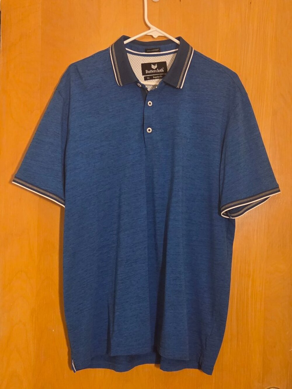 Buttercloth Icy Cotton S/S Polo Shirt Mens XL Regular Fit Teal Blue Stretch